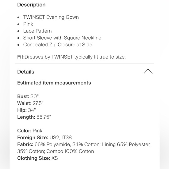 TWINSET Pink Lace Dress size XS - Picture 5 of 5